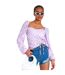 Womens/ladies Checkerboard Ruched Front Top Lilac Missy Empire-2