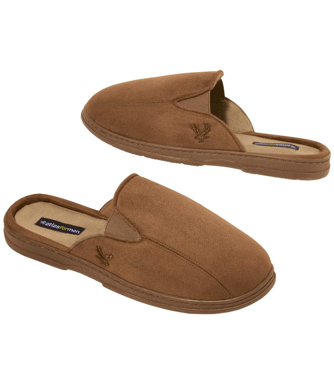 Men's Camel Fleece-Lined Slippers-1