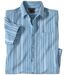 Men's Blue Striped Crepe Shirt