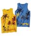 Pack of 2 Men's Summer Vests - Blue Yellow