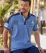 Men's Blue Nautical-Style Polo Shirt 