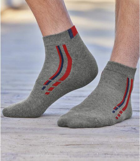 Pack of 4 Men's Sporty Socks - White Grey