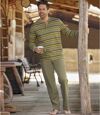 Bavlnené prúžkované pyžamo Kaki Atlas For Men