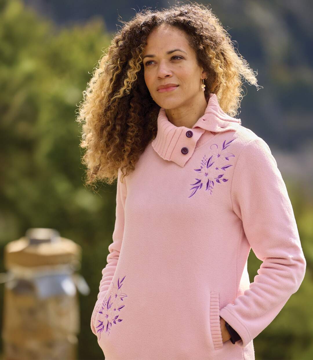 Le Pull Polaire Brodé Col Tricot-3