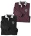 Pack of 2 Men's Long-Sleeved Polo Shirts - Black Burgundy