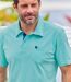 Pack of 3 Men's Plain Polo Shirts - Turquoise Coral Navy 