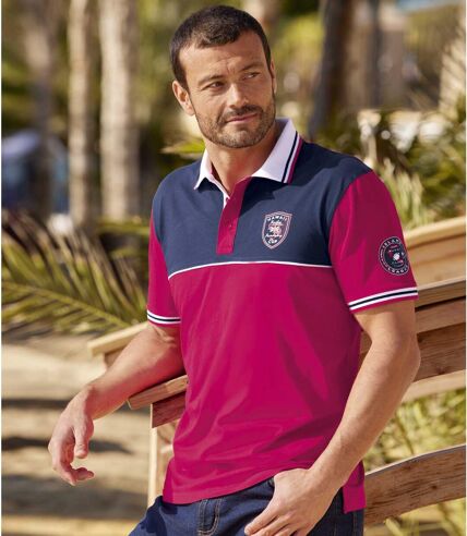 Men's Fuchsia Rugby-Style Polo Shirt 