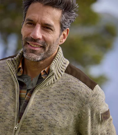 Gilet Zippé en Tricot Moucheté 