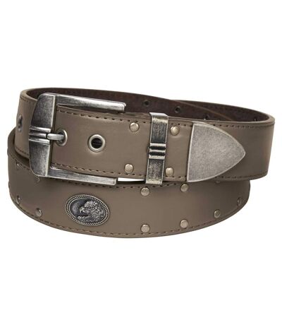 Men's Studded Leather Belt - Brown