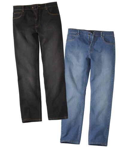 Pack of 2 Men's Regular Stretch Jeans - Black Blue