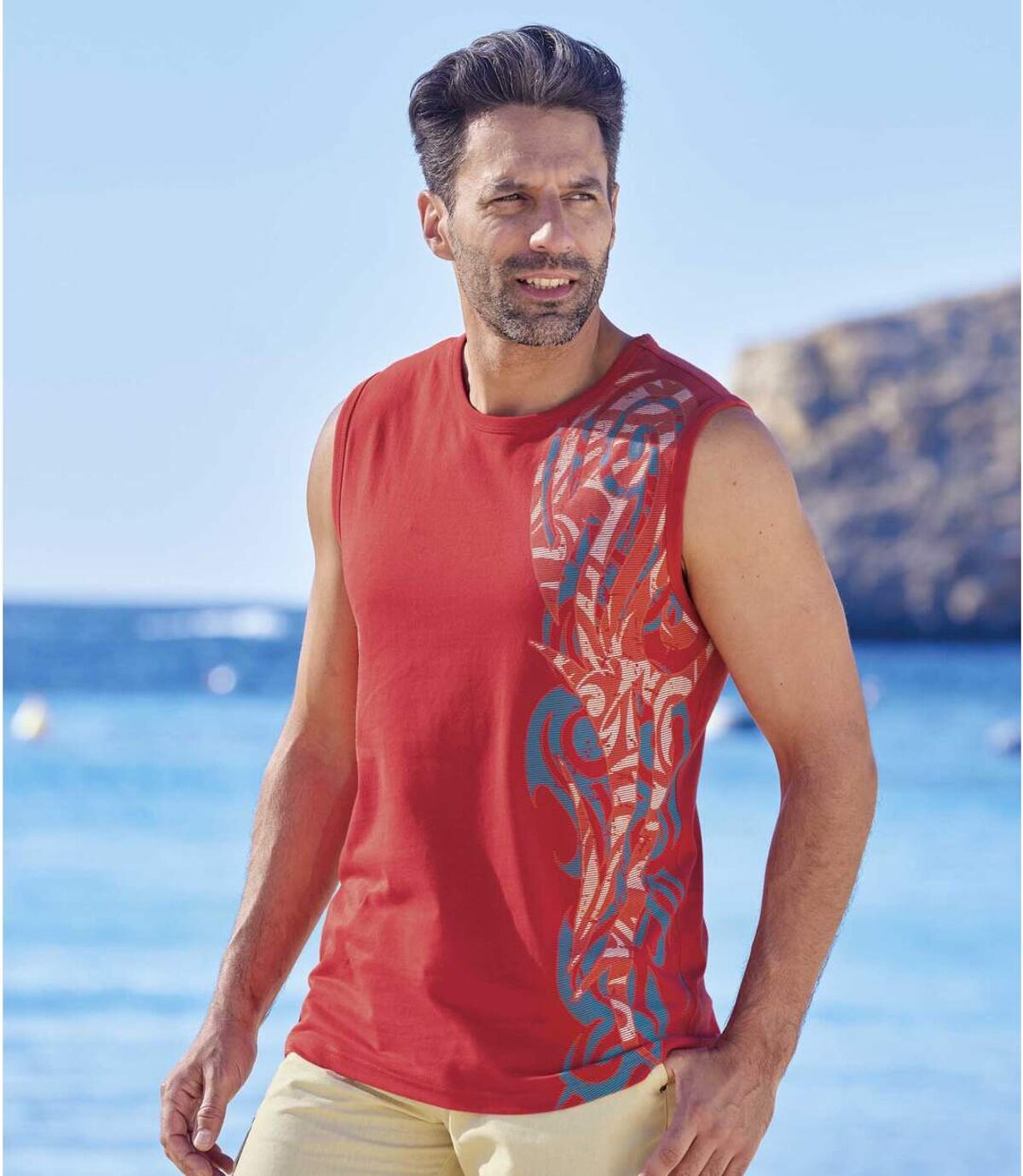Set van 2 mouwloze T-shirts met Maori-print  Atlas For Men
