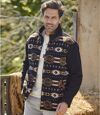 Men's Black Full Zip Fleece Jacket - Navajo-Inspired Atlas For Men