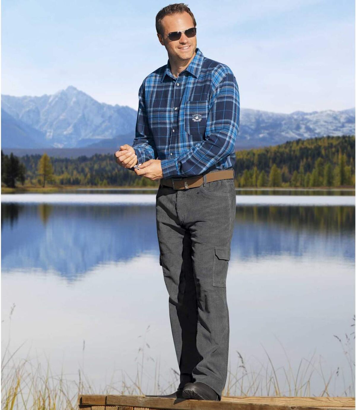 Men's Gray Comfort Stretch Corduroy Pants Atlas For Men