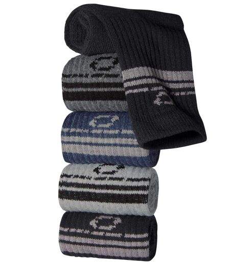 Pack of 5 Men's Sports Socks - Black Grey Blue