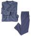 Men's Warm Striped Microfleece Pyjamas - Blue