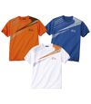 Pack of 3 Men's Sporty T-Shirts - Orange Blue White Atlas For Men