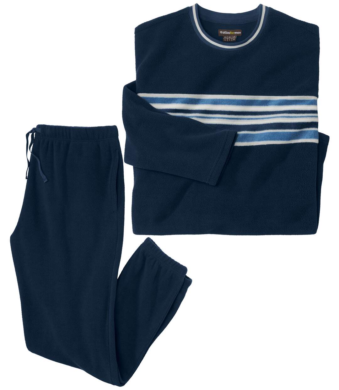 Dunkelblauer Schlafanzug aus Microfleece-1