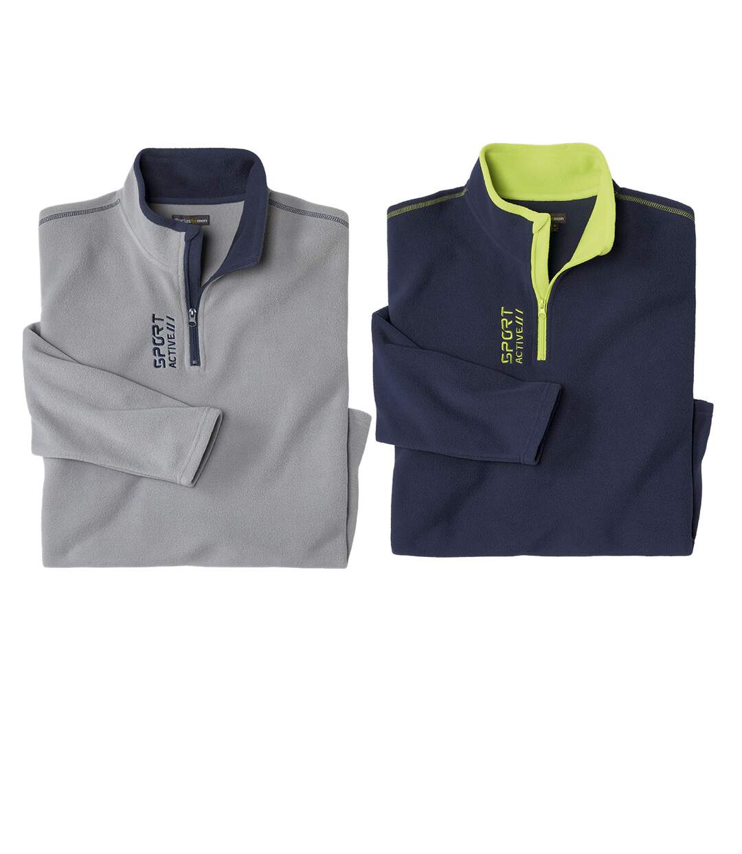 Pack of 2 Men's Sporty Microfleece Jumpers - Grey Navy-1