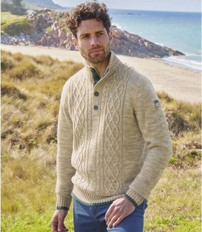 Men's Beige Knit Sweater 