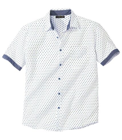 Men's White Patterned Summer Shirt
