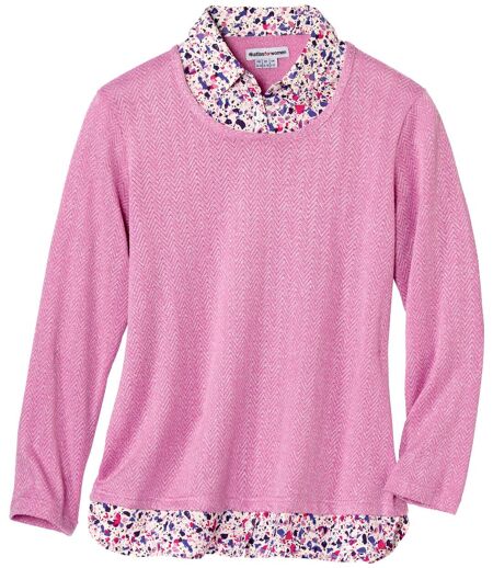 2-in-1: roze trui en overhemd