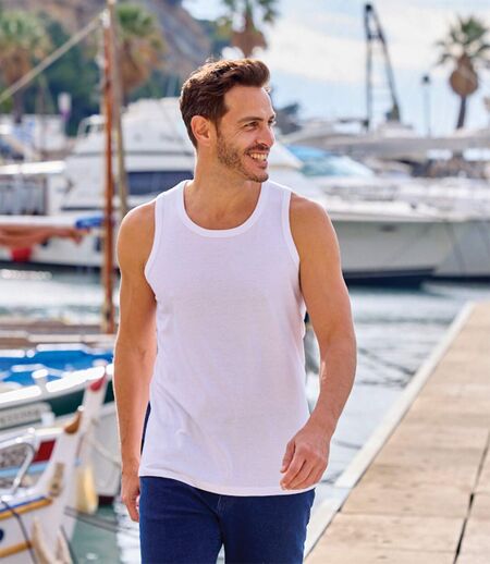 4er-Pack einfarbige Tanktops in Weiß
