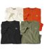 Pack of 4 Men's Canada T-Shirts - Black Khaki Ecru Orange