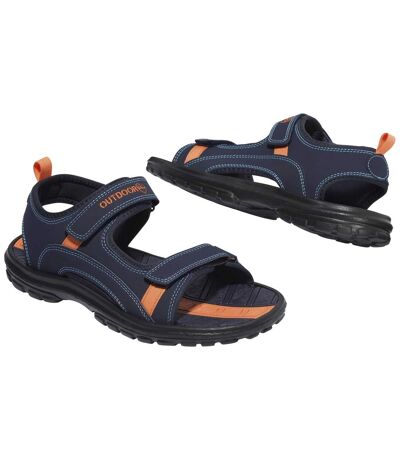 Men's Hook-and-Loop Sandals - Navy Orange