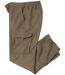 Men's Taupe Microfibre Cargo Pants - Elasticated Waist 