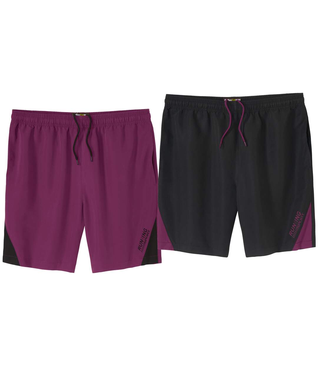 Pack of 2 Men's Sports Shorts - Purple Black-1