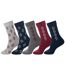 Pack of 5 Pairs of Men's Socks - Grey Burgundy Navy