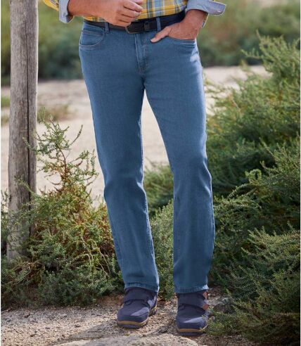 Pohodlné modré strečové džíny rovného střihu Regular 