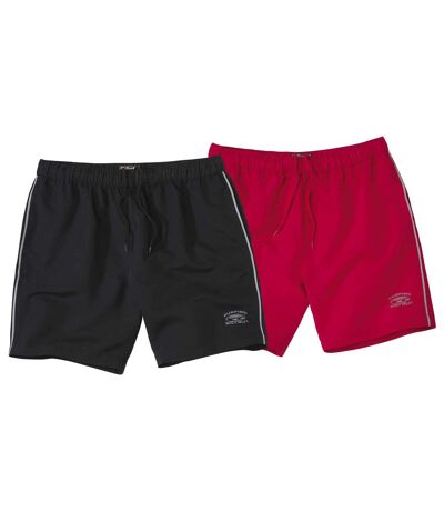 Pack of 2 Men's Swim Shorts - Black Red