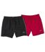 Paquet de 2 shorts de plage homme - noir rouge