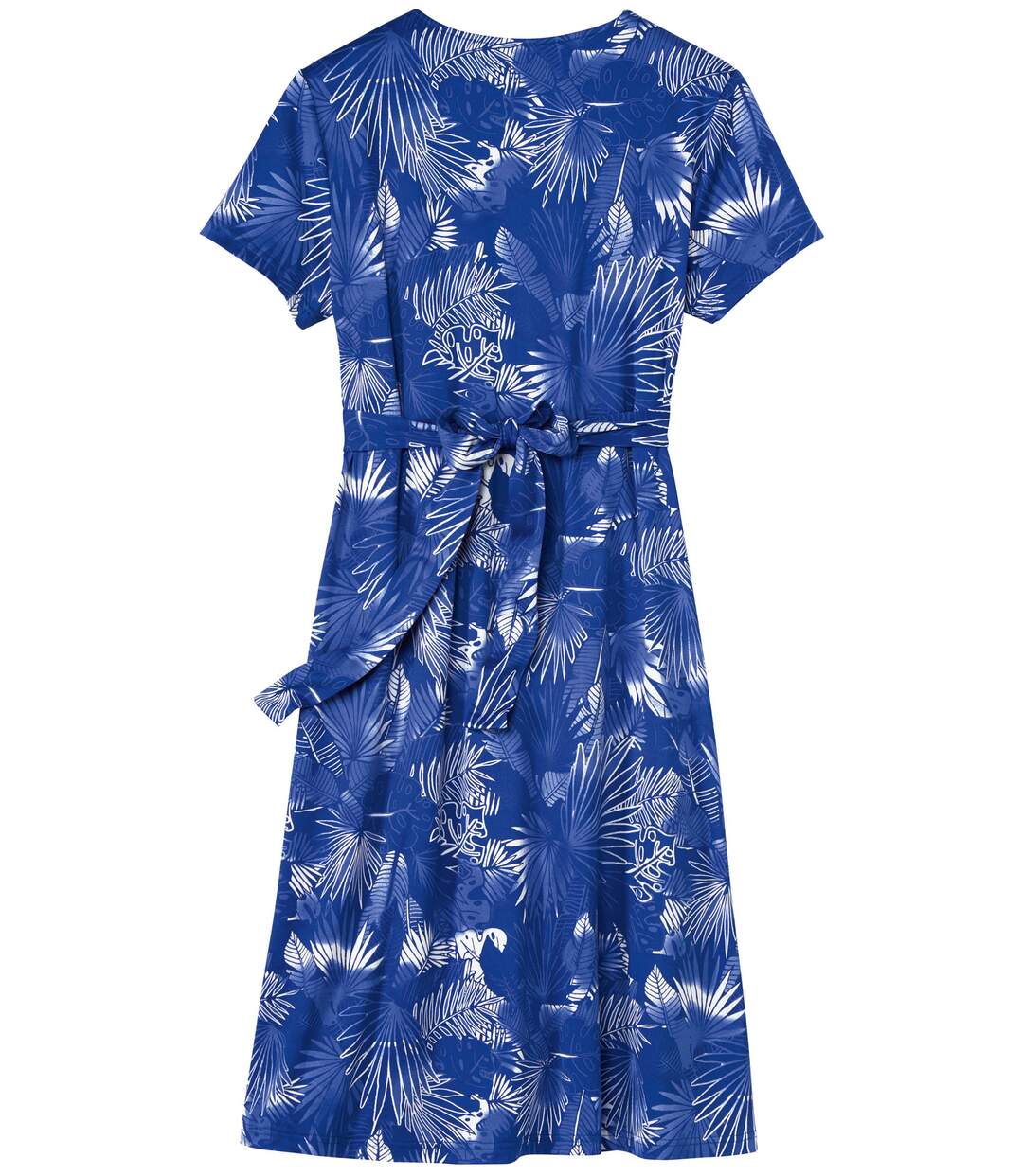 Women's Blue Printed Wrap Dress 