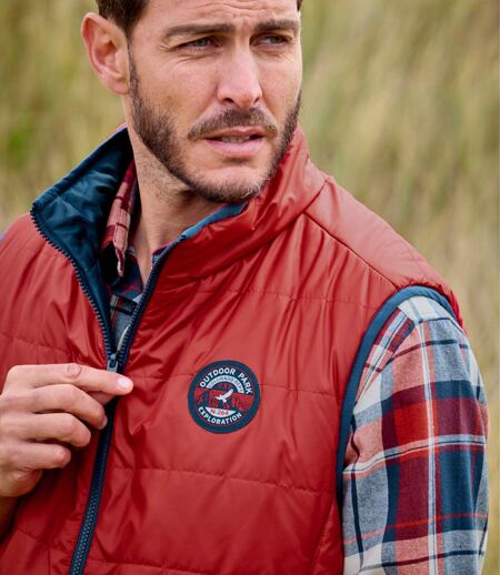 Men's Red & Navy Reversible Padded Gilet