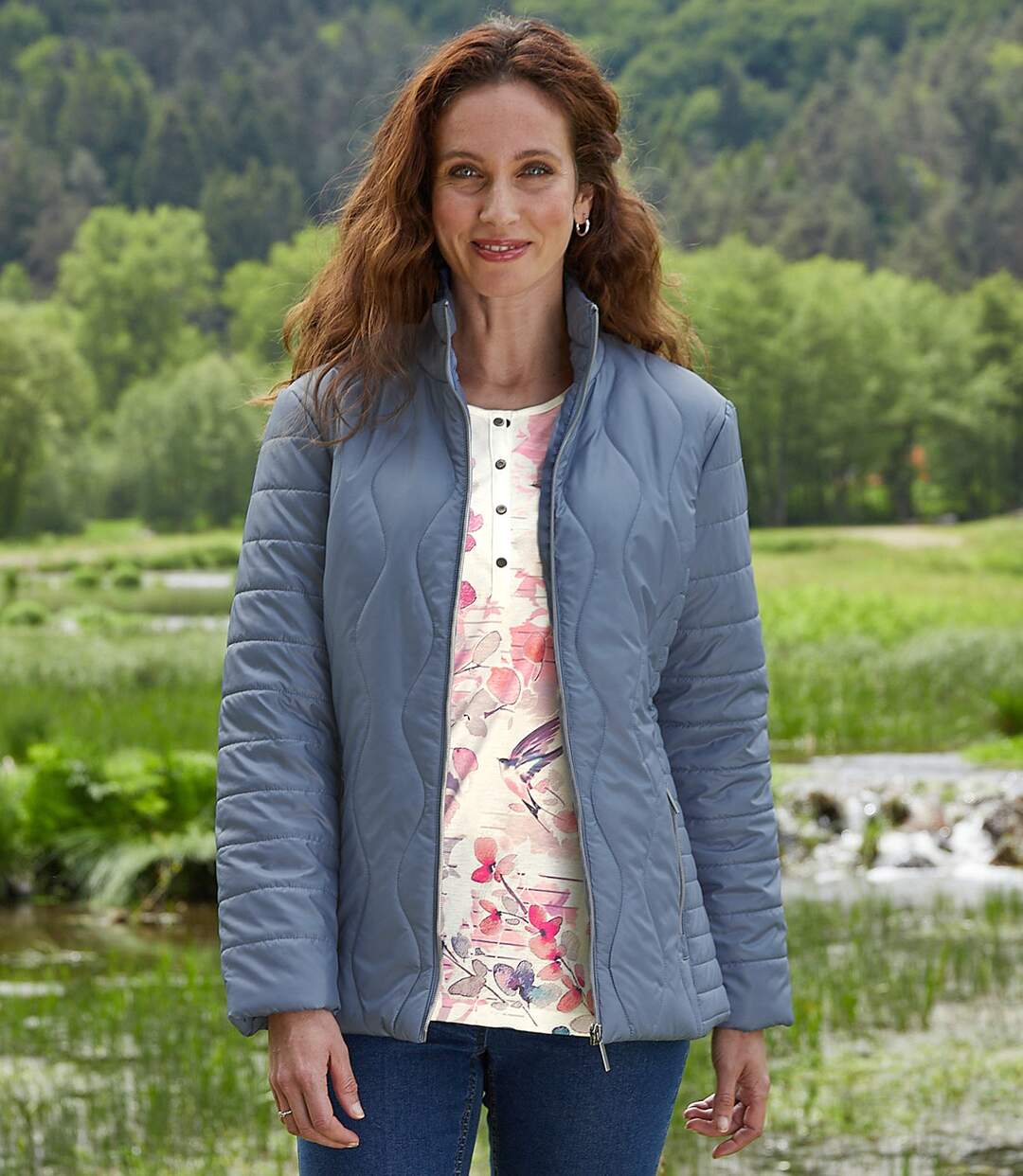 Women's Light Blue Lightweight Quilted Jacket - Water-Repellent-3