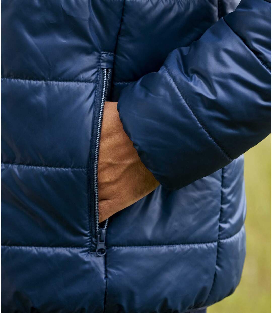 Men's Navy Lightweight Puffer Jacket - Foldaway Hood Atlas For Men