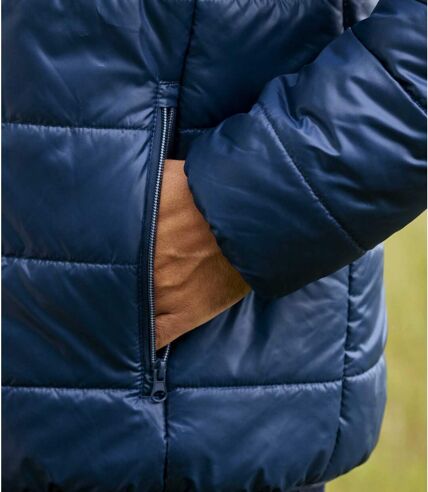 Men's Navy Lightweight Puffer Jacket - Foldaway Hood