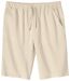 Men's Beige Linen & Cotton Blend Shorts