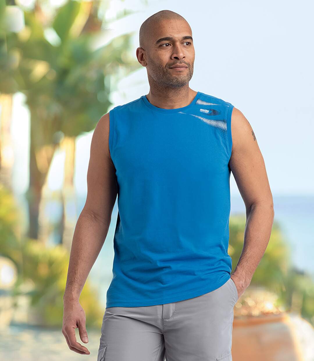 Paquet de 3 tanks tops homme - marine bleu blanc-2