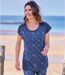 Women's Blue Speckled Print Sports Top