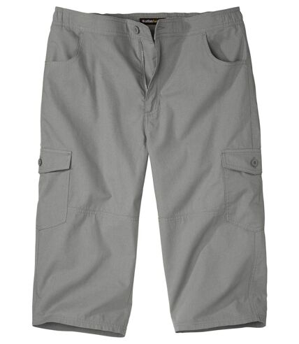 Men's Grey Cropped Cargo Trousers - Multi-Pocket