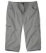 Men's Grey Cropped Cargo Pants - Multi-Pocket