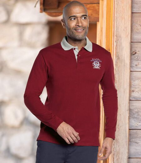 Pack of 2 Men's Sporty Polo Shirts - Burgundy Navy