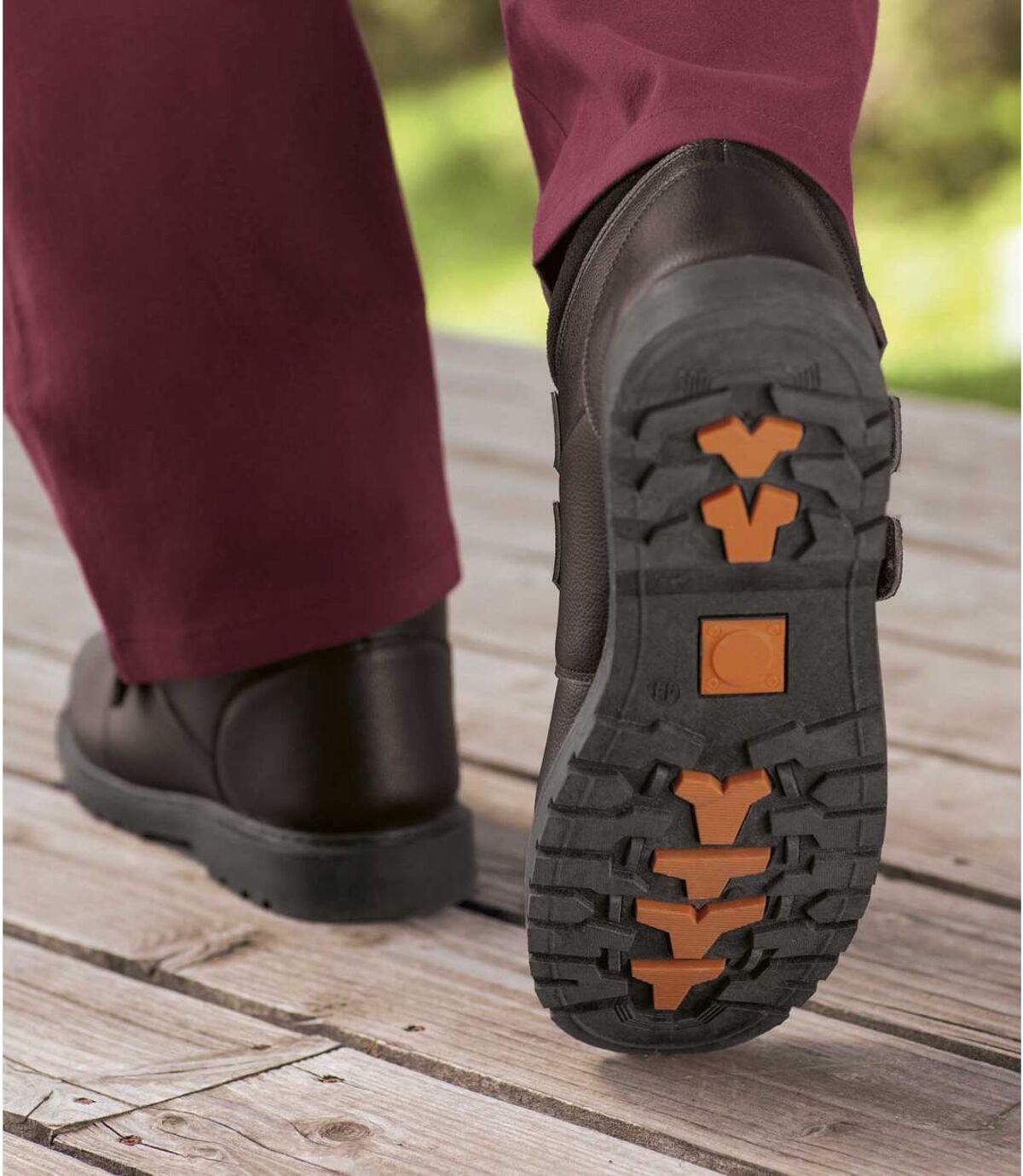 Kožené kotníkové boty se zapínáním na suchý zip zateplené umělou kožešinou Atlas For Men