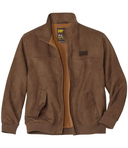 Men's Brown Faux-Suede Jacket