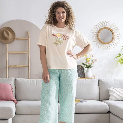 Pantalon de pyjama 7/8eme menthe