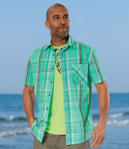 Men's Green Checked Poplin Shirt 