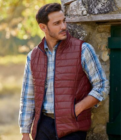 Men's Puffer Vest - Burgundy 